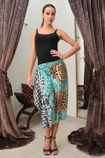 Load image into Gallery viewer, Multi Print Skirt With Side Draping
