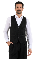 Load image into Gallery viewer, Black Pinstriped Men&#39;s Tango Vest
