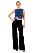 Load image into Gallery viewer, Sequin Sleevless Tango Top (M) (Blue,Gold)