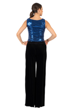 Load image into Gallery viewer, Sequin Sleevless Tango Top (M) (Blue,Gold)