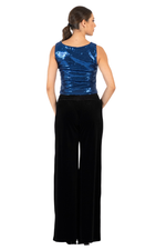 Load image into Gallery viewer, Sequin Sleevless Tango Top (M) (Blue,Gold)