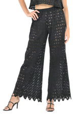 Load image into Gallery viewer, Black Zig Zag Lace Wide-Leg Tango Pants
