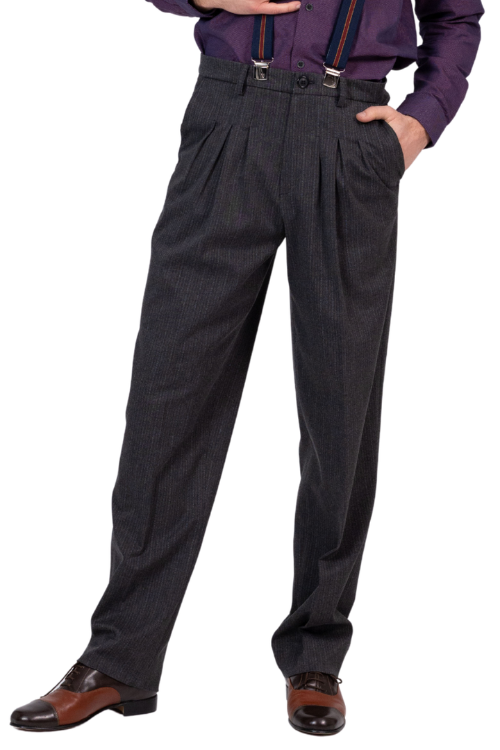 Charcoal Men's Tango Pants With Three Pleats
