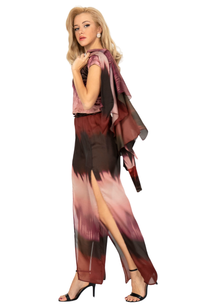 Ombré Overlap Back Velvet Crop Top