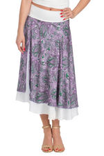Load image into Gallery viewer, Purple Paisley Print Two-layer Satin Dance Skirt
