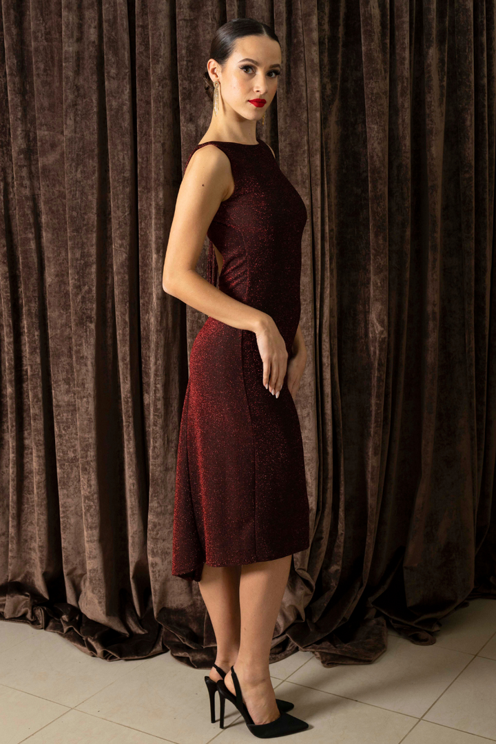 Sparkling Red Dress With Keyhole Tie Back