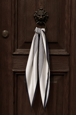 Load image into Gallery viewer, Off-white Satin Diamond Scarf With Thin Black Stripes