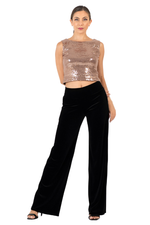 Load image into Gallery viewer, Sequin Sleevless Tango Top (M) (Blue,Gold)