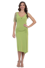 Load image into Gallery viewer, Light Green Tango Dress With Asymmetric Sleeve &amp; Cut Out Back (L)