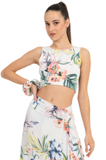 Load image into Gallery viewer, Tropical Print Sleeveless Crop Top
