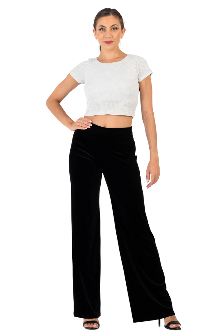 Metallic Thread Ribbed Knit Crop Top (M)