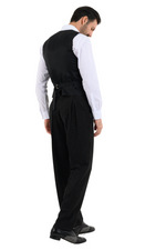 Load image into Gallery viewer, Black Pinstriped Tango Pants With Front And Back Pleat
