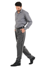 Load image into Gallery viewer, Grey Tango Pants With Three Pleats &amp; Side Stripe
