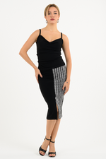 Load image into Gallery viewer, Geometric Black &amp; White Pencil Skirt
