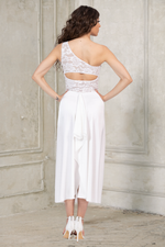 Load image into Gallery viewer, One-shoulder Lace &amp; Satin Bridal Dance Dress