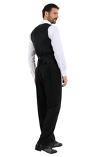 Load image into Gallery viewer, Black Pinstriped Tango Pants With Front And Back Pleat
