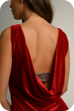 Load image into Gallery viewer, Velvet Tango Dress with Draped Back &amp; Sparkling Strap
