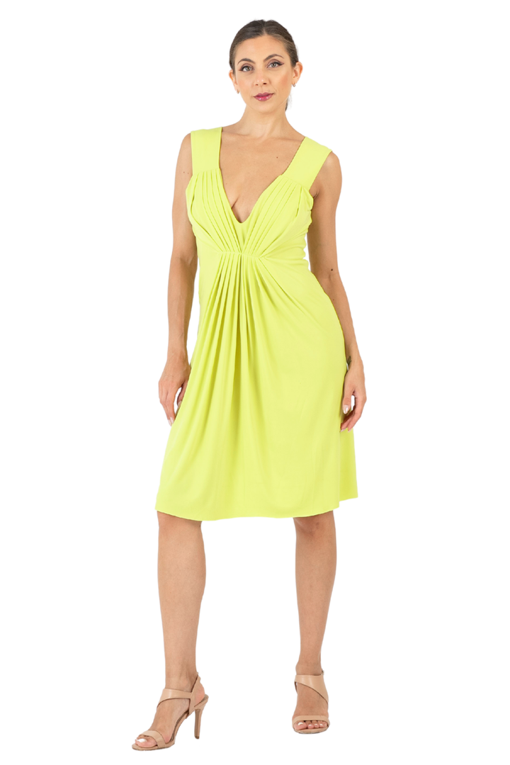 Lime Yellow Pleated Tango Dress (M)