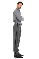 Load image into Gallery viewer, Grey Tango Pants With Three Pleats &amp; Side Stripe
