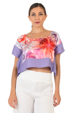 Load image into Gallery viewer, Floral Print Boxy Top With Lilac Trim (S)