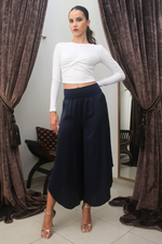 Load image into Gallery viewer, Dark Blue Asymmetric Satin Tango Pants
