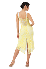 Load image into Gallery viewer, Yellow Lace Tango Dress With Slitted Tail