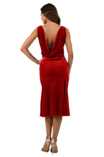 Load image into Gallery viewer, Velvet Tango Dress with Draped Back &amp; Sparkling Strap
