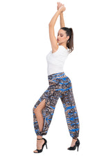 Load image into Gallery viewer, Green Abstract Animal Print Babucha Tango Pants With Slits
