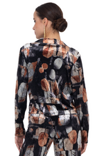 Load image into Gallery viewer, Abstract Leaf Print Oversized Velvet Jacket