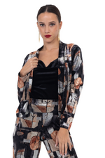 Load image into Gallery viewer, Abstract Leaf Print Oversized Velvet Jacket
