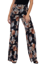 Load image into Gallery viewer, Abstract Leaf Print Velvet Wide Leg Pants