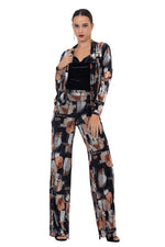 Load image into Gallery viewer, Abstract Leaf Print Velvet Wide Leg Pants