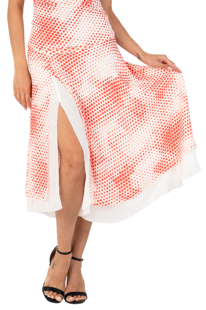 Abstract Polka Dot Two-layer Georgette Skirt