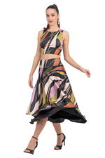 Load image into Gallery viewer, Abstract Print Sleeveless Crop Top With Side Cutouts

