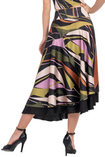 Load image into Gallery viewer, Abstract Print Two-layer Satin Dance Skirt
