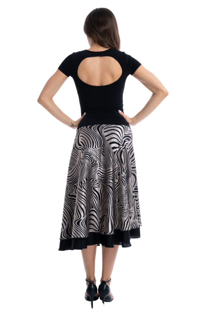 Abstract Striped Two-layer Georgette Skirt
