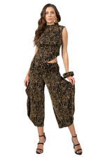 Load image into Gallery viewer, Abstract Vines Print Cropped Gathered Pants
