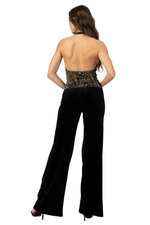 Load image into Gallery viewer, Abstract Vines Print Draped Halter Neck Dance Top
