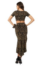 Load image into Gallery viewer, Abstract Vines Print Midi Skirt With Side Slit
