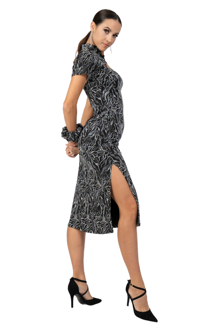 Abstract Vines Print Oriental Tango Dress