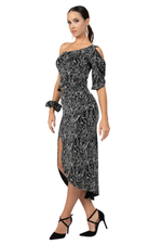 Load image into Gallery viewer, Abstract Vines Print Skirt With Curved Slit
