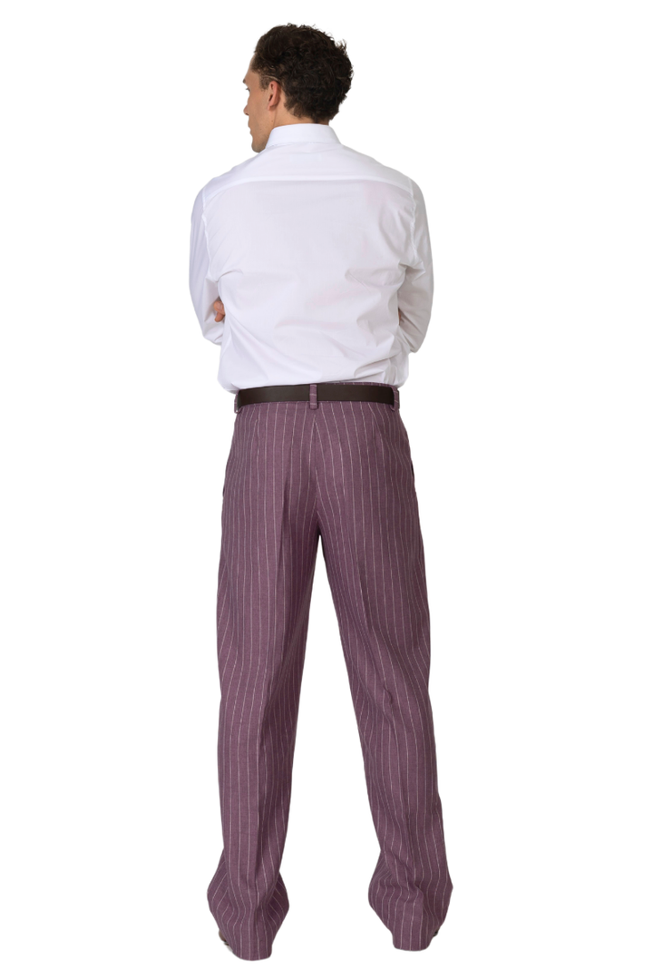 Amethyst Striped Tango Pants With Front Pleat