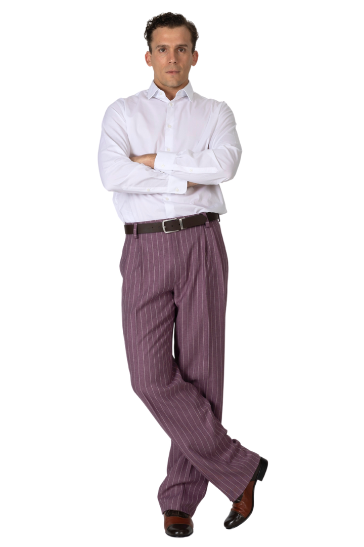 Amethyst Striped Tango Pants With Front Pleat