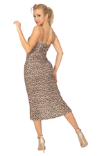 Load image into Gallery viewer, Animal Print Bow Bust Midi Dress With Slit