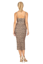 Load image into Gallery viewer, Animal Print Bow Bust Midi Dress With Slit