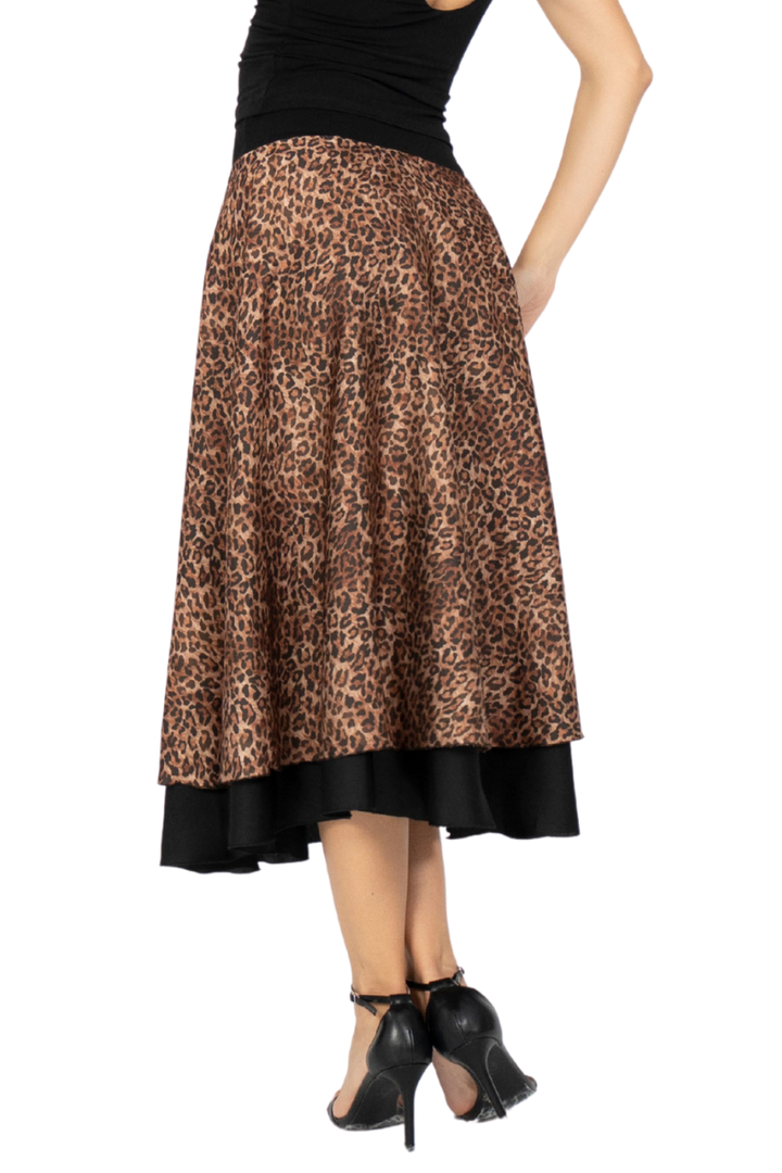 Animal Print Two-layer Satin Dance Skirt