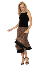 Load image into Gallery viewer, Animal Print Two-layer Satin Dance Skirt