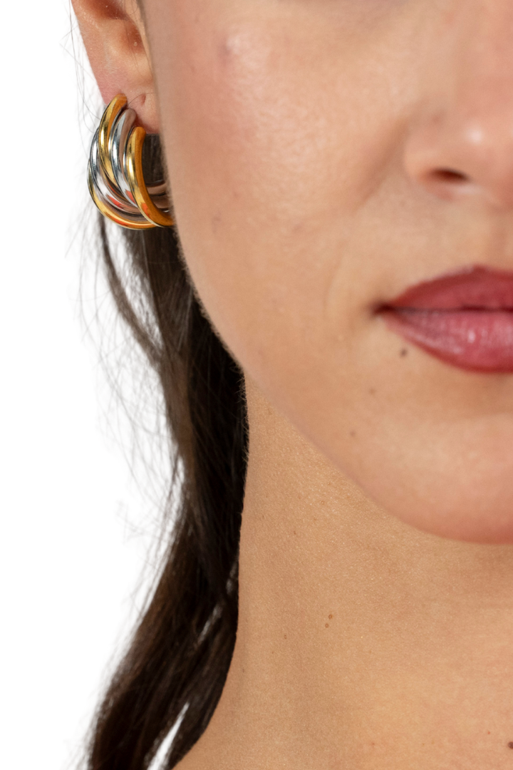 Artemis Gold-Silver Half Hoop Tango Earrings