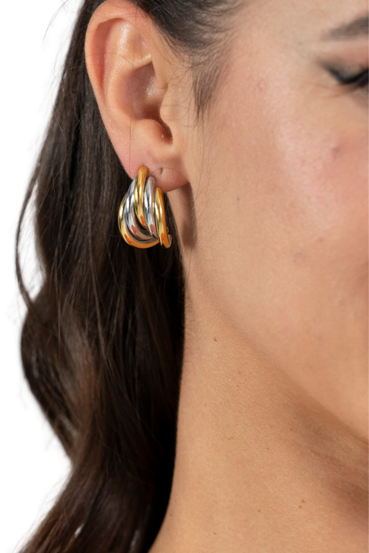 Artemis Gold-Silver Half Hoop Tango Earrings