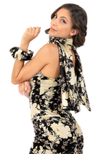 Load image into Gallery viewer, Asian Floral Print Satin Scarf